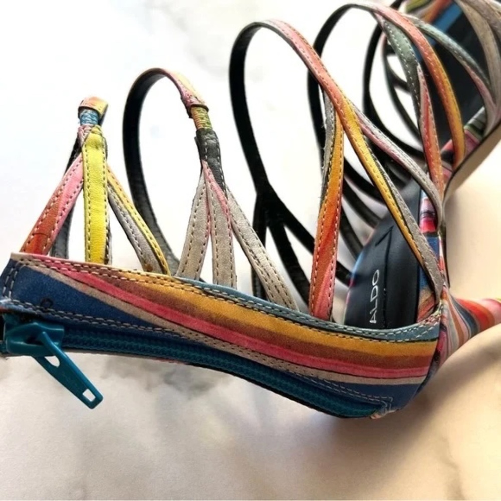 Aldo Bonabella-5 Multicolor Neon Strappy Open-Toe Stiletto Sandals 7.5 - Picture 8 of 11